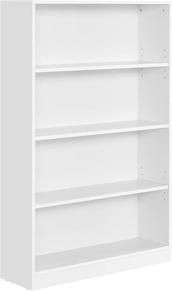 Vasagle Bücherregal, Standregal, mit 4 Fächern, höhenverstellbare Ablagen, für Wohnzimmer, Arbeitszimmer, Kinderzimmer, Büro, als Raumteiler, 24 x 80 x 121,5 cm, weiß LBC108T14 Bild 1