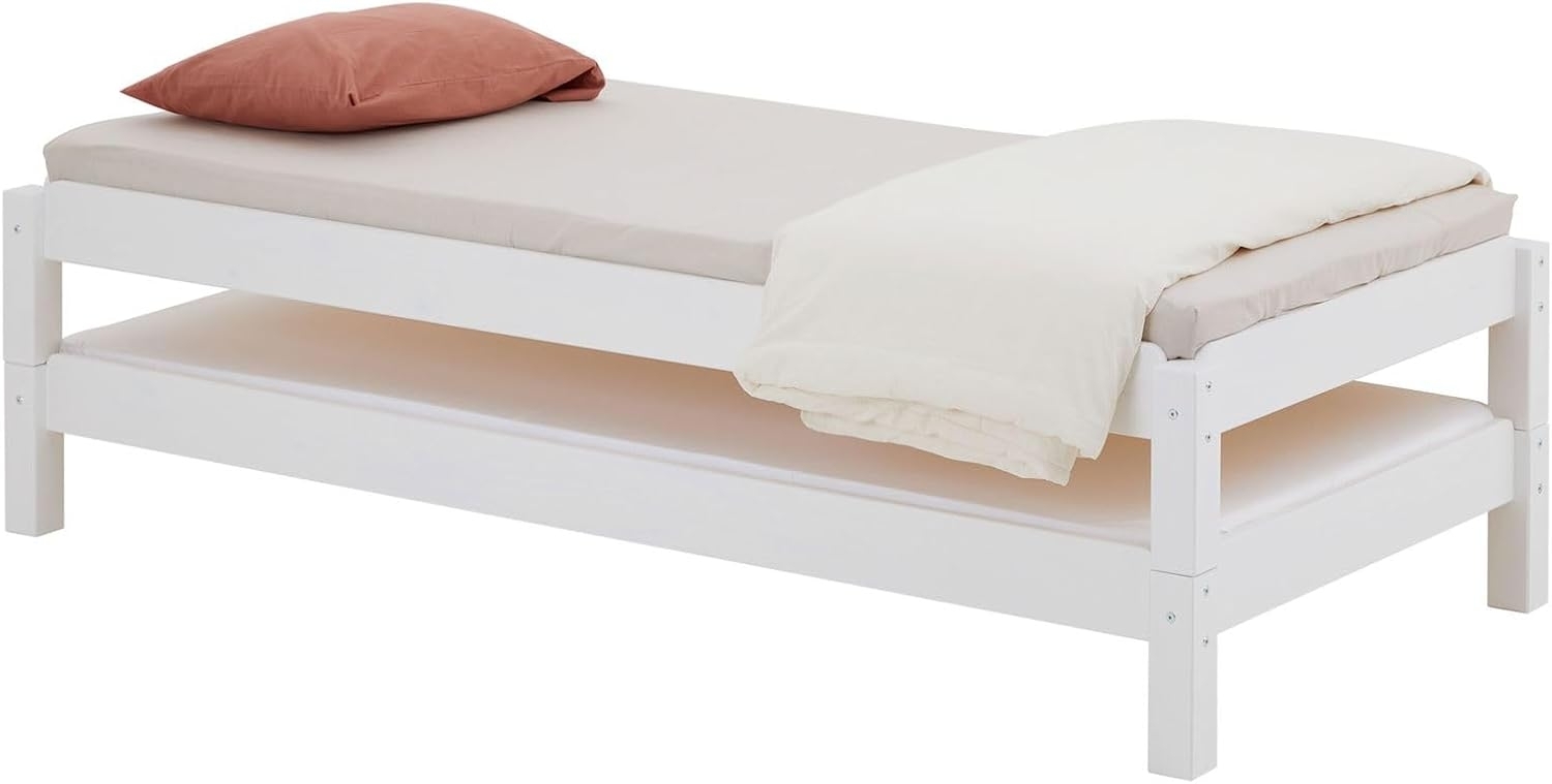 IDIMEX Funktionsbett RINO, Stapelbett 90x200 cm aus Kiefer Massivholz Stapelliege Gästebett aus H Bild 1