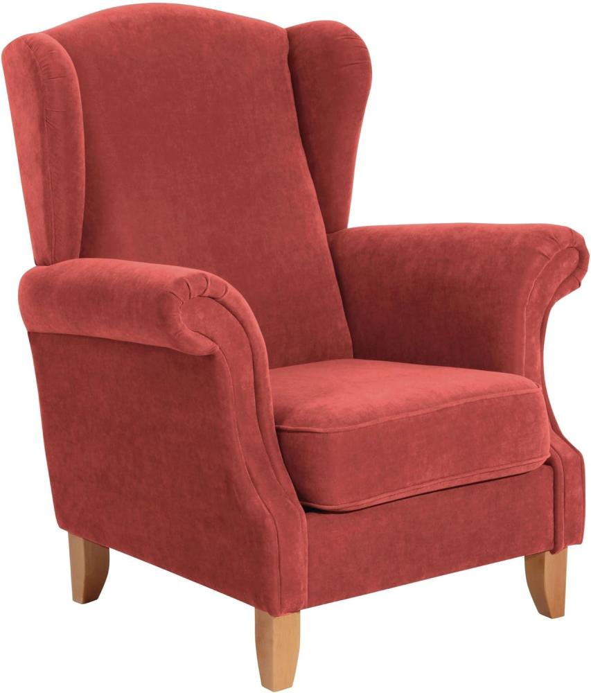 Ohrensessel Katria Bezug Veloursstoff Buche natur / ziegel 22846 Bild 1