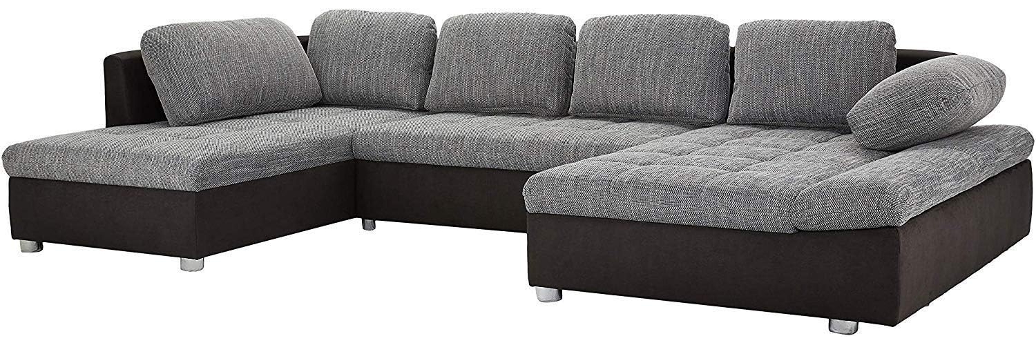 Cavadore Wohnlandschaft Fabiane mit Bettfunktion, Bettkasten und verstellbaren Armteilen zweifarbig grau-schwarz, 340 x 85 x 177 cm Bild 1