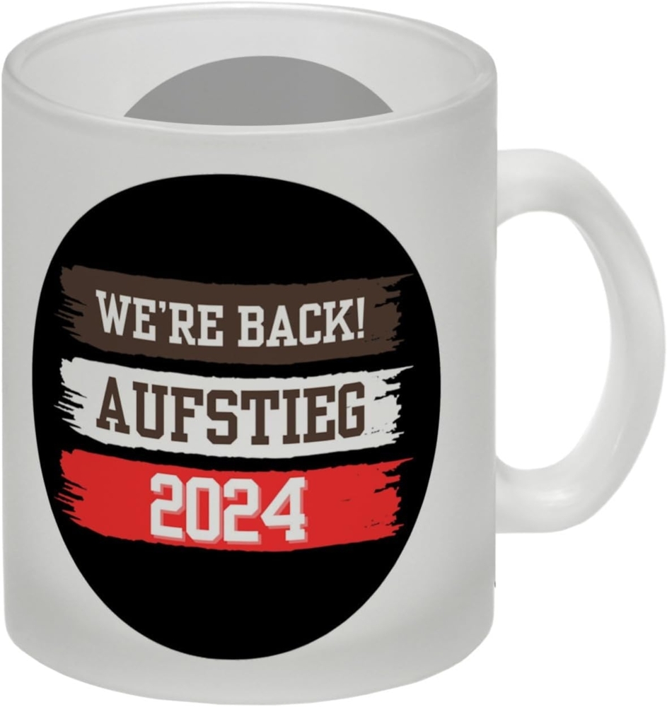 speecheese Tasse St. Pauli Aufstieg 2024 Glas Tasse mit Spruch We're back Bild 1