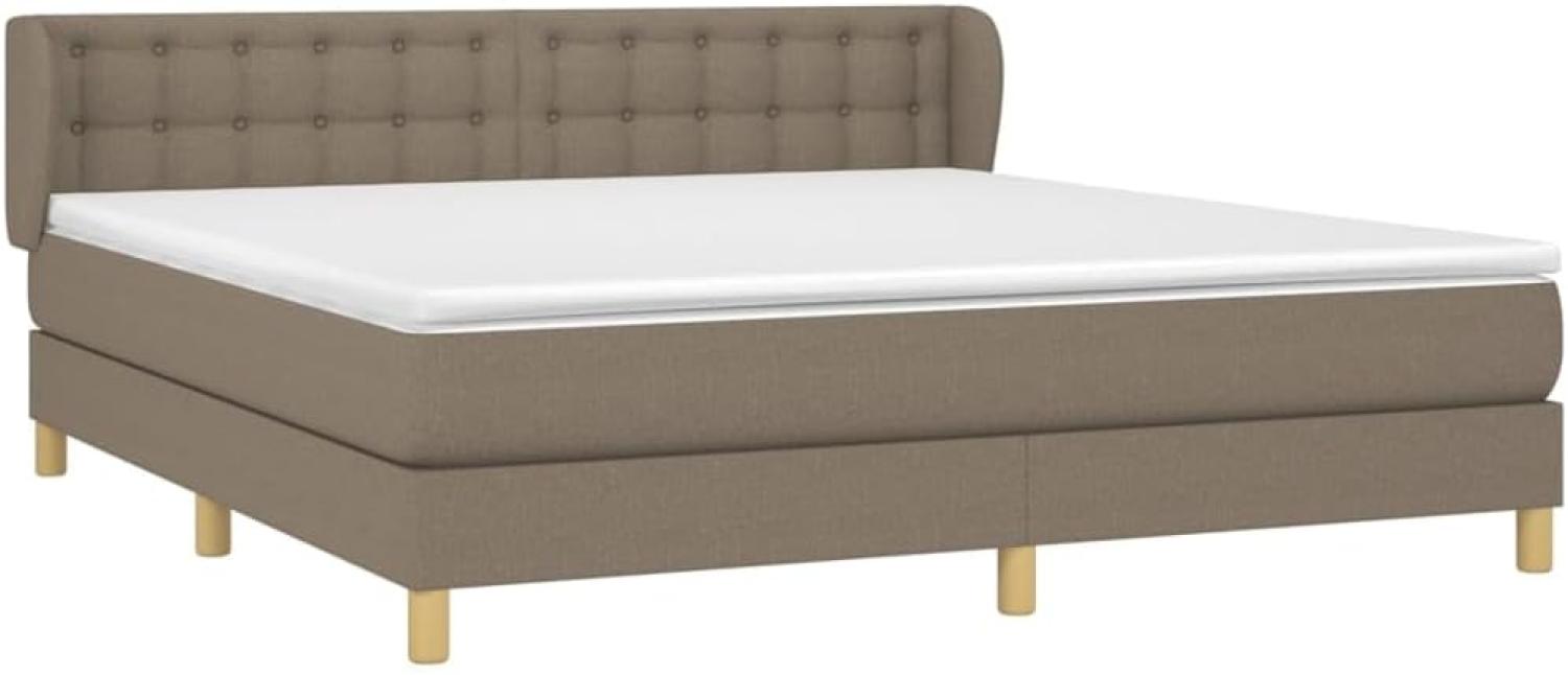 Doppelbett, Polsterbett mit Matratze Stoff Taupe 160 x 200 cm Bild 1