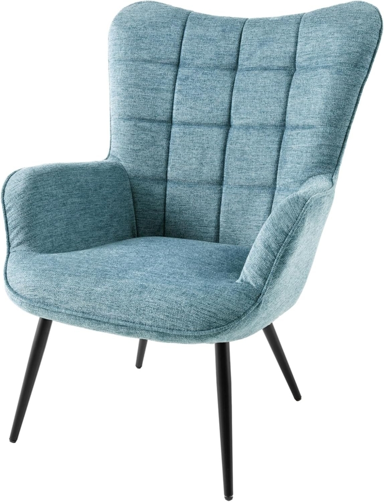 riess-ambiente Sessel SCANDINAVIA blau / schwarz - Strukturstoff, Metallbeine, gepolstert (Einzelartikel, 1-St), Wohnzimmer · Metall · mit Armlehnen · Scandi Design · Ziersteppung Bild 1