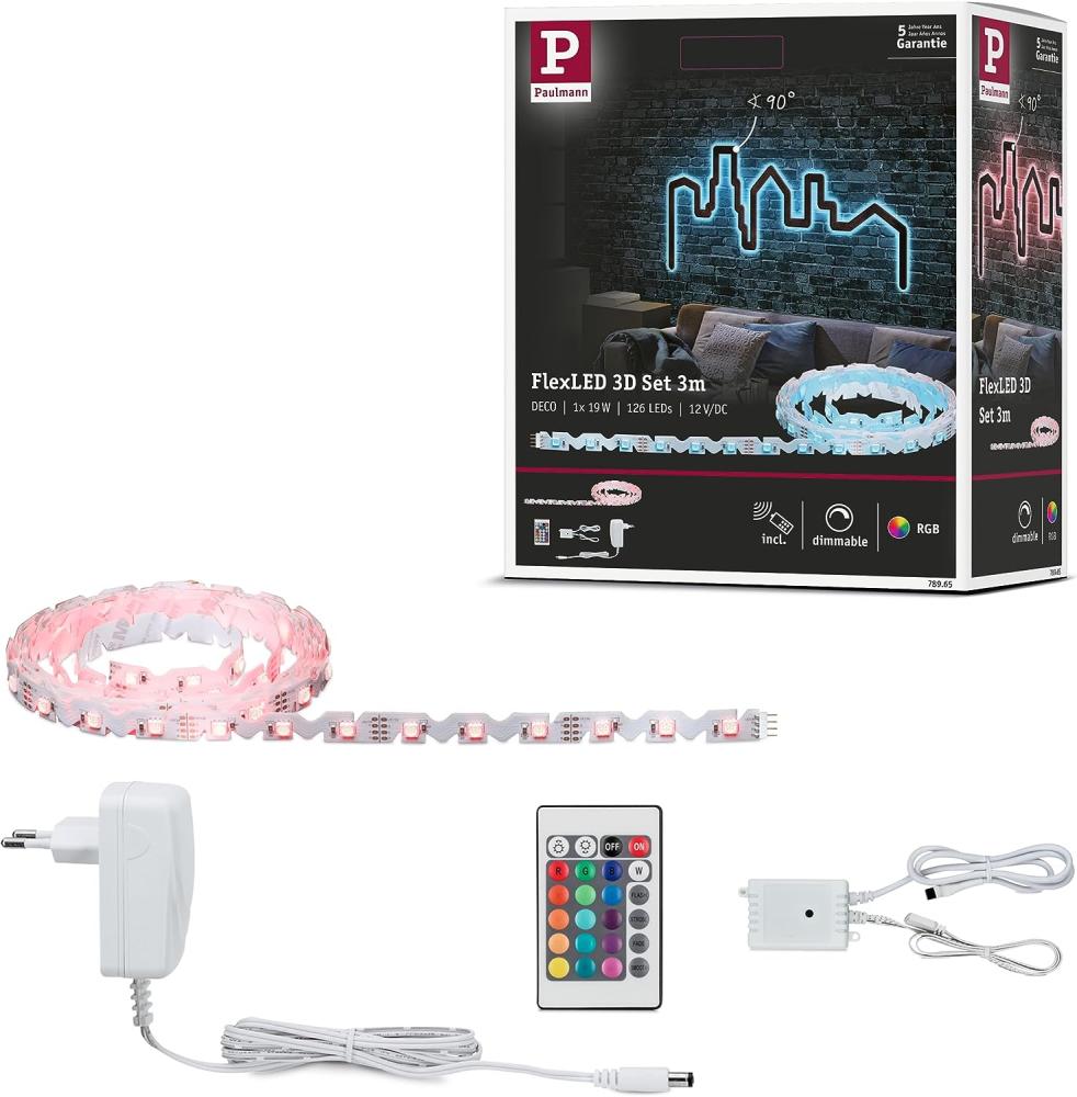 Paulmann No. 78965 FlexLED Stripe 3D Set 3m RGB 19W Weiß Bild 1