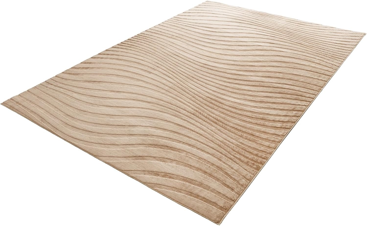 riess-ambiente Designteppich WAVE 350x235cm beige · Kurzflor-Teppich mit Hoch-Tief-Effekt, rechteckig, Höhe: 10 mm, XXL · Wohnzimmer · Indoor · 3D-Effekt · Modern · Schlafzimmer Bild 1