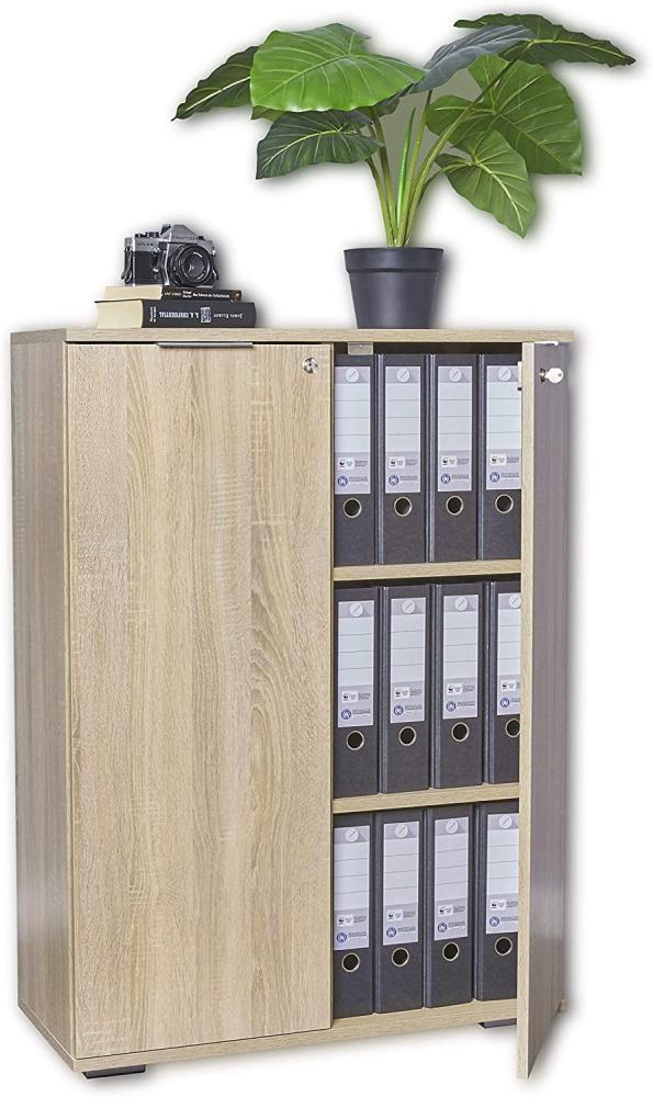 Aktenschrank Abschließbar - Kommode - Mehrzweckschrank [Optimal Für Schwere Ordner] Büroschrank - Schrank Sonoma-Eiche, ca. B80,2cm x H109,5cm x T35cm | Ordnerschrank Bild 1