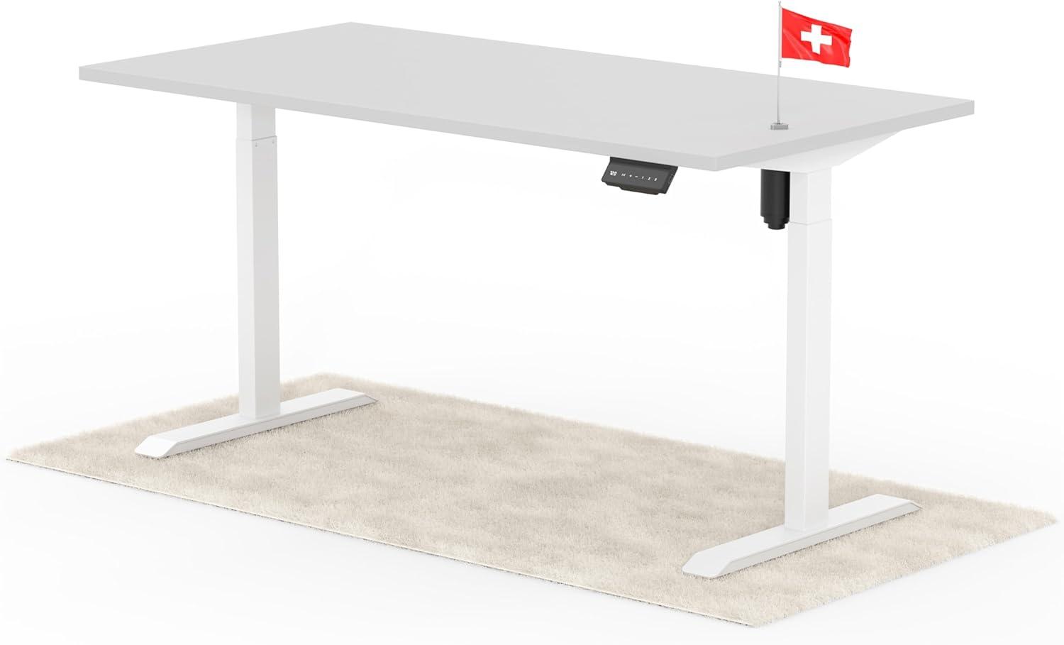 elektrisch höhenverstellbarer Schreibtisch ECO 160 x 80 cm - Gestell Weiss, Platte Grau Bild 1