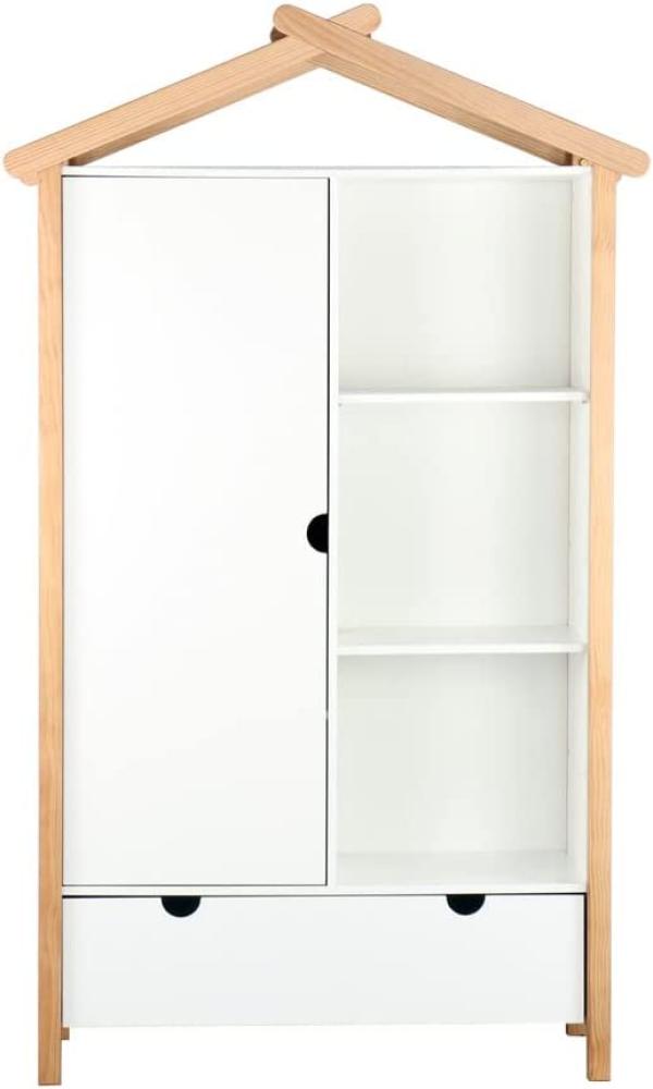 Kleiderschrank Hausform 1 Tür 3 offene Fächer 1 Schublade Kinderzimmer Kinderzimmerschrank Art. 46 1870x510x1120 Bild 1