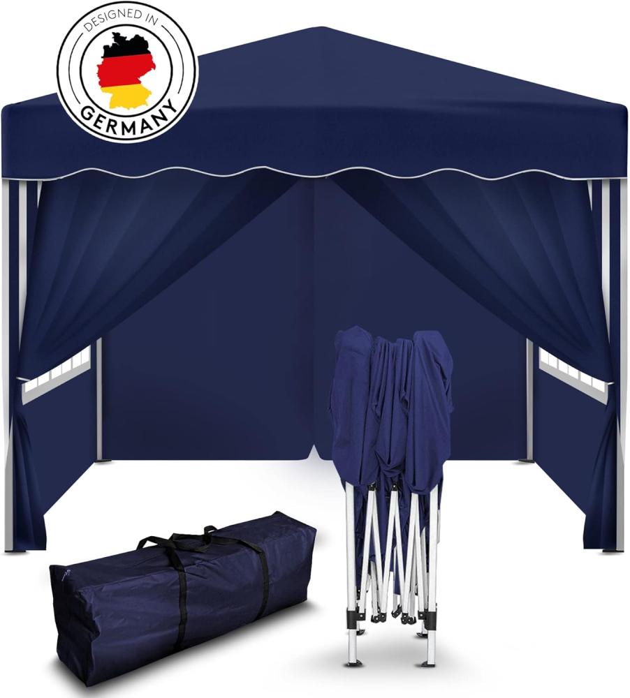 Faltpavillon 3x3m - wasserdicht - mit 4 Seitenteilen, blau Bild 1