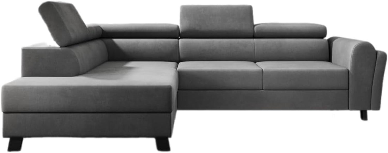 Designer Sofa Kira mit Schlaf- und Klappfunktion Samt Grau Links Bild 1