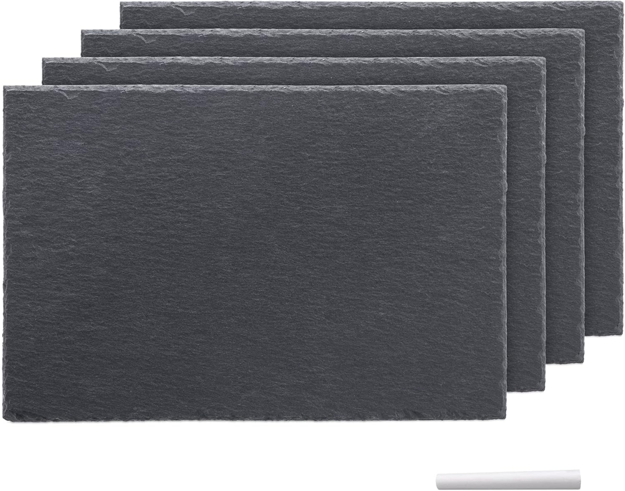 Navaris Servierplatte 4-teiliges Schiefer-Teller-Platzset inkl. Kreide - 30x20 cm, Schiefer, (4-tlg) Bild 1
