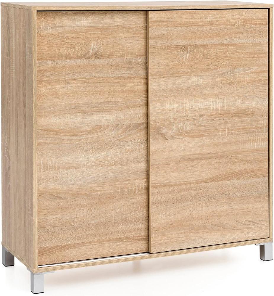 Wohnling Schuhschrank mit Schiebetüren, Sonoma Holz 100x108x37,5 cm Bild 1