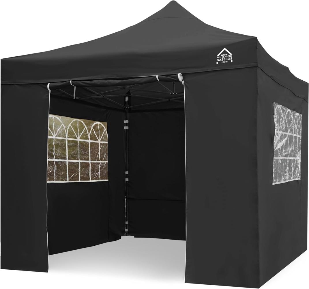 All Seasons Gazebos 3x3 m vollständig wasserdichtes Faltpavillon mit 4 hochwertigen Seitenteilen - Schwarz Bild 1