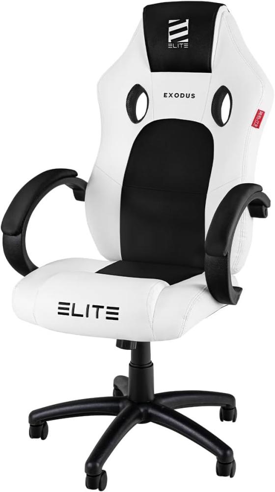 ELITE Gaming Stuhl MG100 EXODUS - Ergonomischer Bürostuhl - Schreibtischstuhl - Chefsessel - Sessel - Racing Gaming-Stuhl - Gamingstuhl - Drehstuhl - Chair - Kunstleder Sportsitz (Weiß/Schwarz) Bild 1