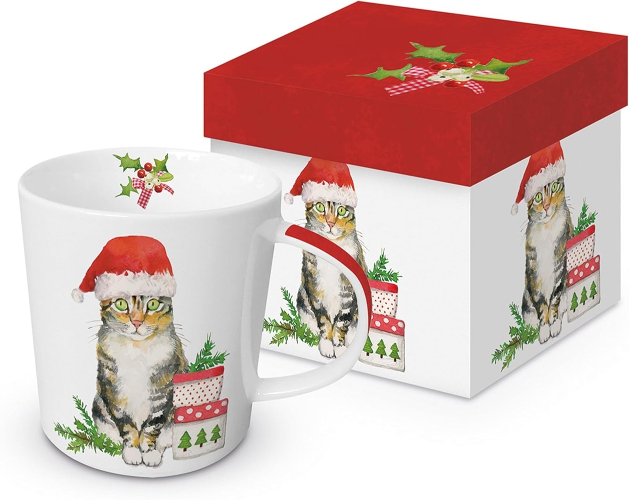 Kaffeebecher Weihnachts-Katze Bild 1