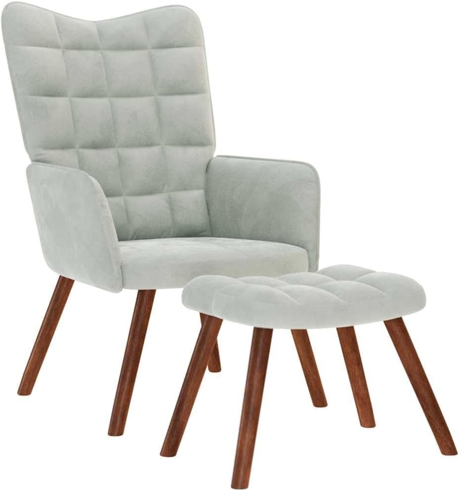 vidaXL Sessel Relaxsessel mit Hocker Hellgrau Samt (1-St) Bild 1