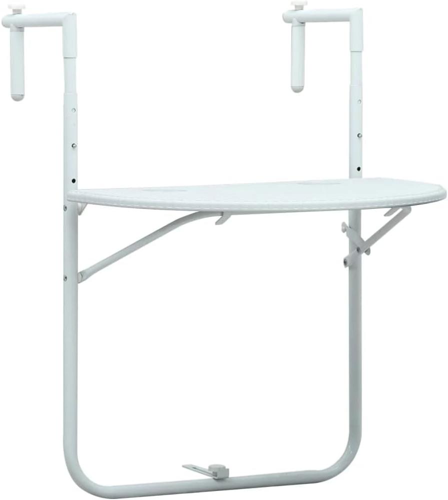 vidaXL Balkonhängetisch Weiß 60 x 64 x 83,5 cm Kunststoff Rattanoptik Bild 1