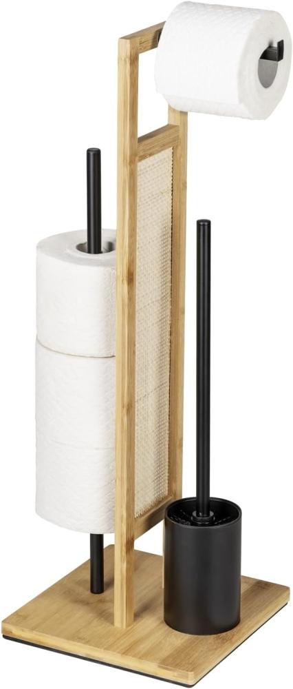 Toilettenpapierständer mit Ersatzrollenhalter und WC-Bürste RIVALTA, 3in1, Bambus, WENKO Bild 1