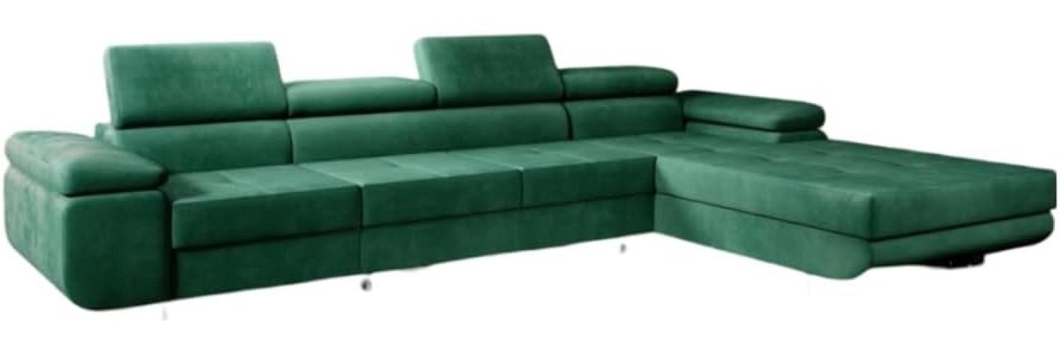 Designer Sofa Calvera Maxi mit Schlaf- und Klappfunktion (Samt) Grün Rechts Bild 1