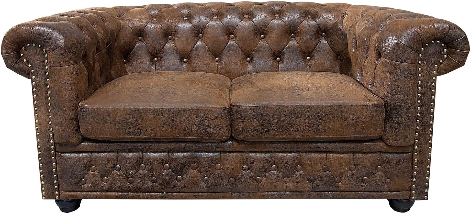 riess-ambiente Sofa CHESTERFIELD 150cm antik braun, Couch · mit Federkern · 2 Sitzer · Microfaser · Wohnzimmer Bild 1