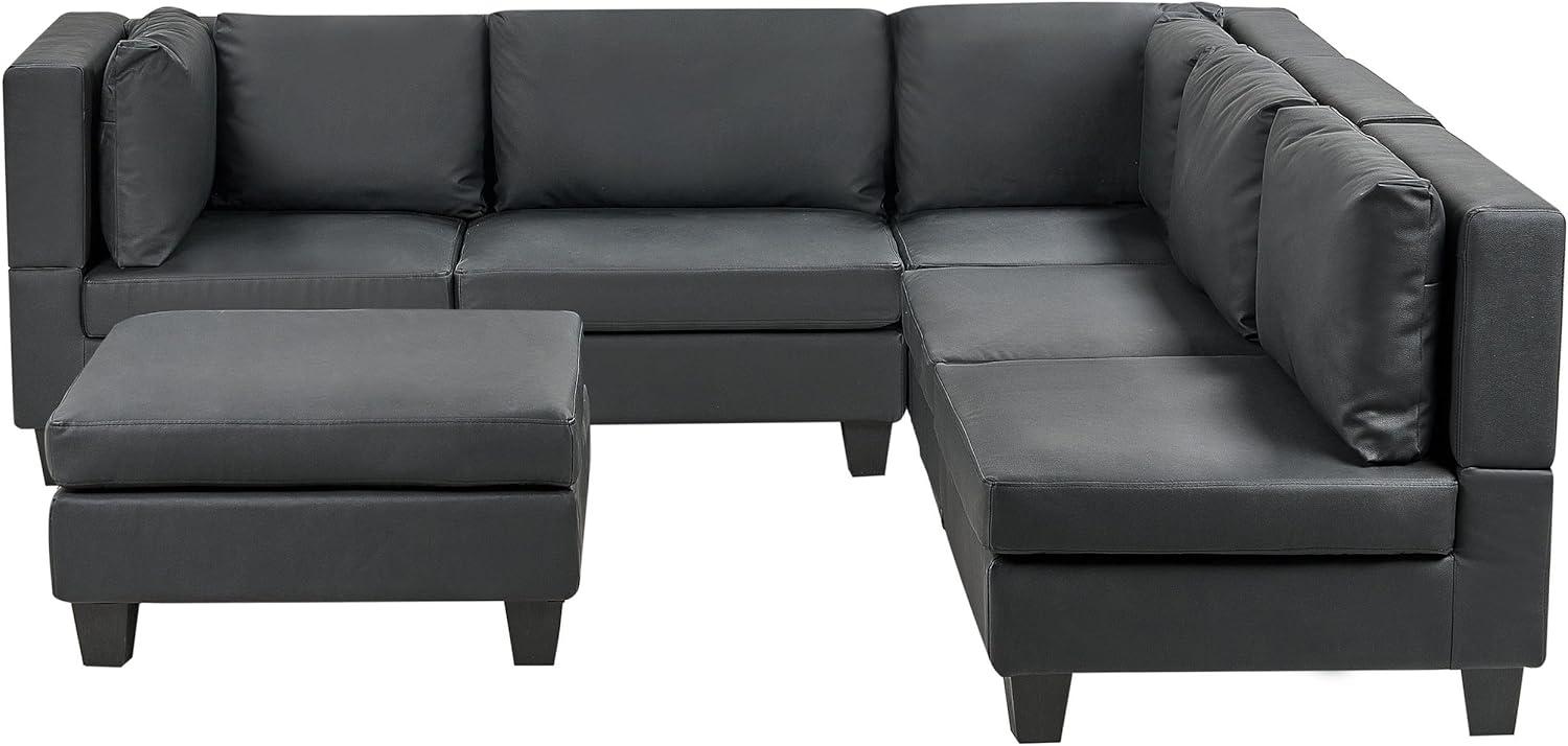 Beliani 'Unstad' Sofa, Schwarz, Kunstleder, 72 x 228 x 228 cm, mit Ottomane, Links Bild 1