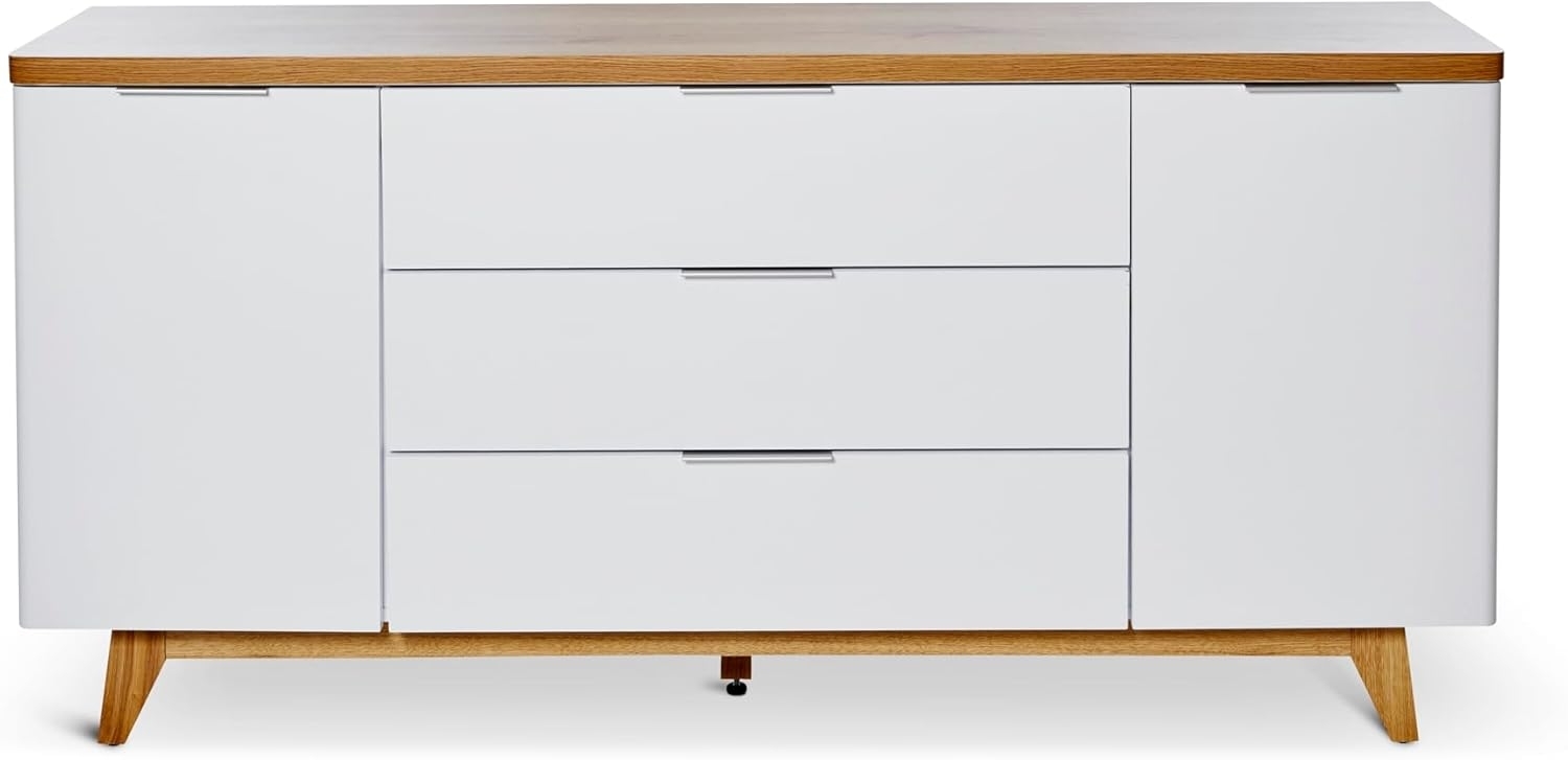 Jahnke Sideboard, Engineered Wood, Kerneiche/Weiss, One Size Bild 1