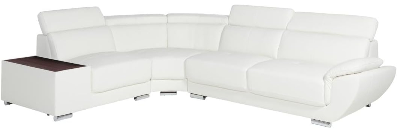 Vente-unique - Ecksofa Leder - Ecke Links - Weiß - NAHIA Bild 1