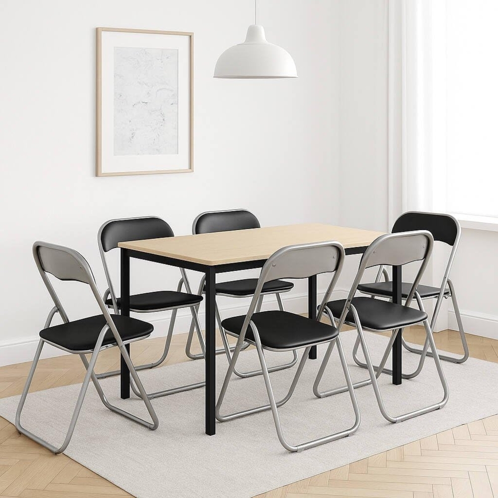 Dmora Set aus sechs Klappstühlen, Farbe schwarz, Maße 43 x 47 x 78 cm Bild 1