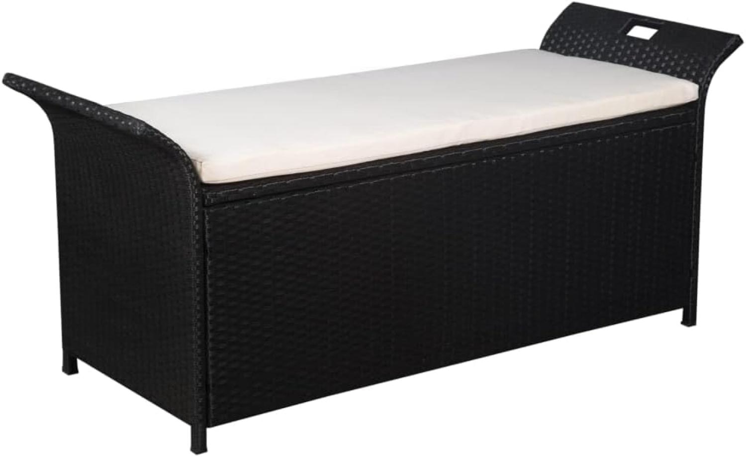 vidaXL Truhenbank mit Polster 138 cm Poly Rattan Schwarz 44183 Bild 1