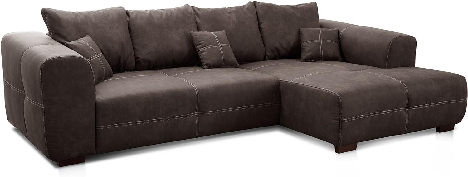 Cavadore Ecksofa Mavericco / XXL Eckcouch Inkl. Rückenkissen und Zierkissen / Longchair rechts / Industrial Style / 285 x 69 x 170 (BxHxT) / Mikrofaser Anthrazit Bild 1