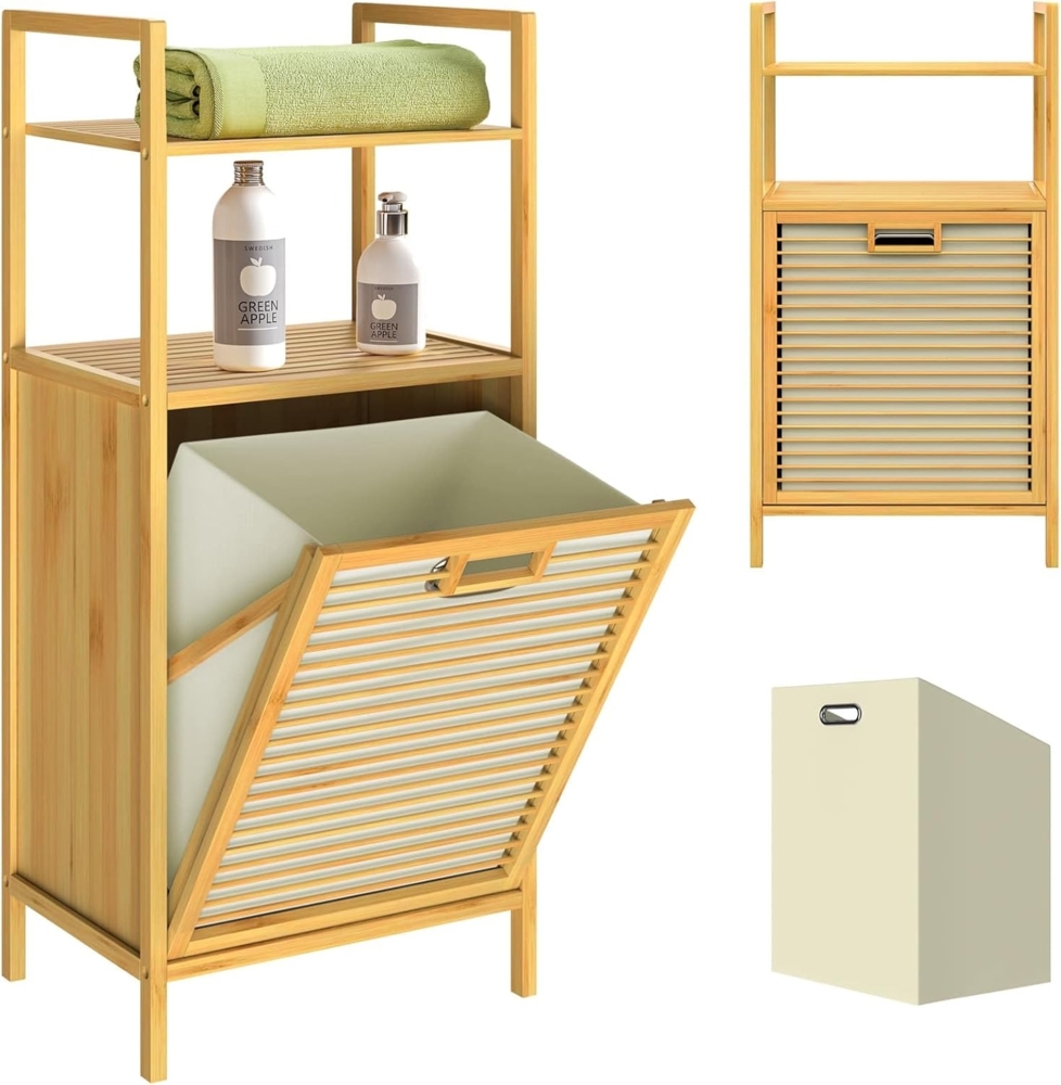 CASARIA® Wäschekorb, Bambus natur, 30 x 40 x 95 cm Bild 1