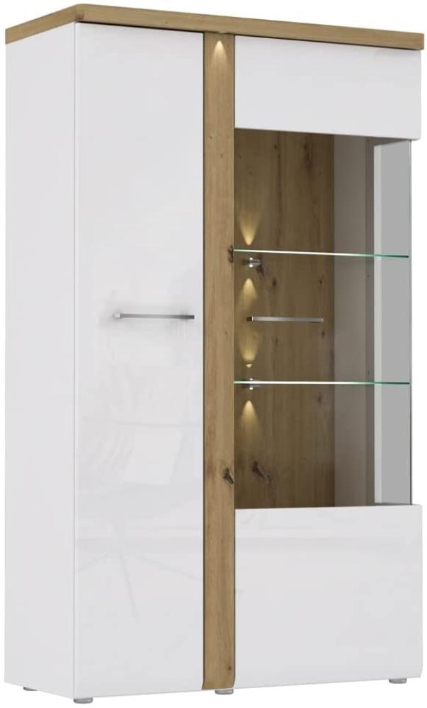 Highboard Talena 3 weiß Artisan Eiche 99 x 164 x 44 cm Kommode LED Vitrine ohne Beleuchtung Bild 1