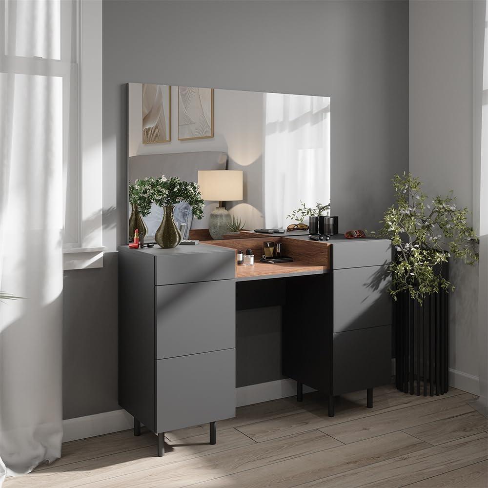 Schminktisch Anika Anthrazit 120 cm mit Spiegel Vicco Bild 1