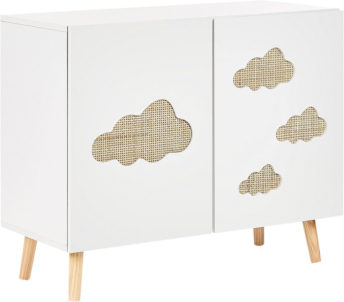 Sideboard mit 2 Türen Weiß helles Holz CLOUDY Bild 1