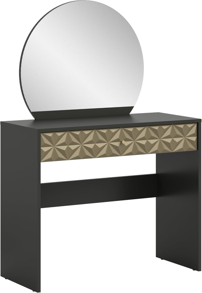 Schminktisch (B/H/T: 90x133x39 cm) in schwarz Melamin Bild 1