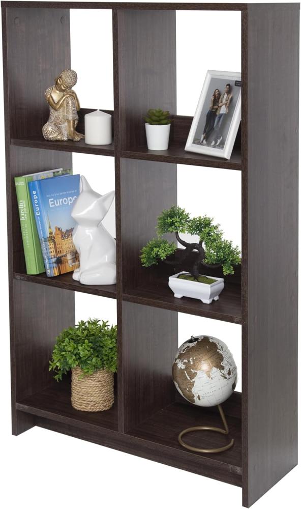 Iris Ohyama Würfel-Bücherregal, offenes Holzregal, Schrank mit 6 Böden, offenes Holzregal, Einfache Montage, modular, Büro, Wohnzimmer, Schule, 27x69x110, WOS-6, Braun Bild 1