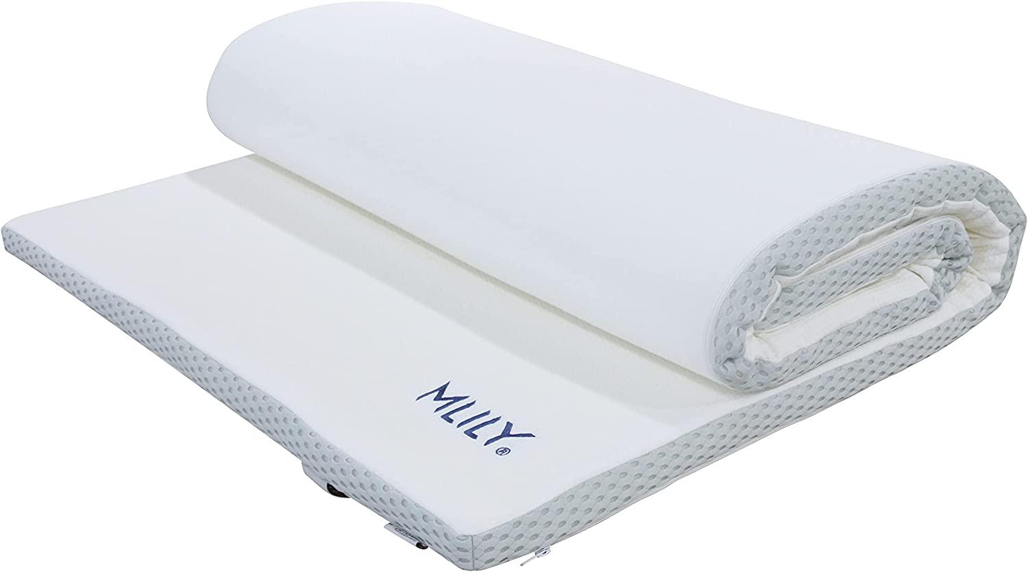 Mlily by Ebitop Matratzenauflage 80 x 200 x 4 cm Viskose Topper | Matratzentopper Traum-Schlaf | viskoelastische Auflage für Matratze/Boxspringbett H2+, weiß Bild 1