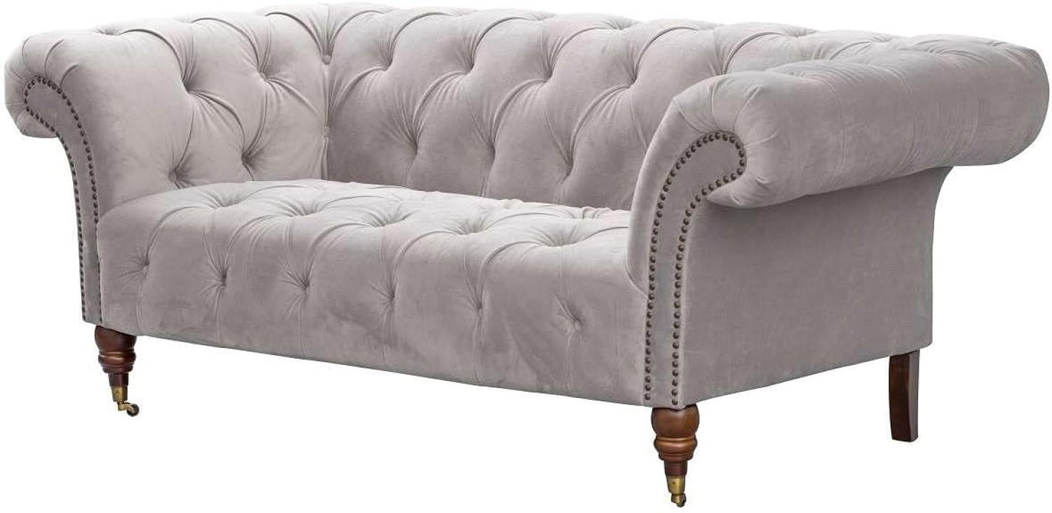 Dekoria Sofa Chesterfield Glamour Velvet Light Grey 2-Sitzer Bild 1