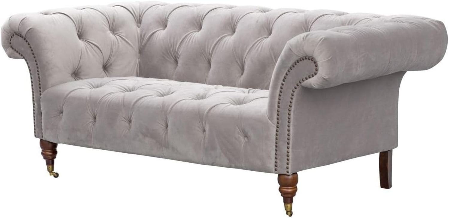 Dekoria Sofa Chesterfield Glamour Velvet Light Grey 2-Sitzer Bild 1