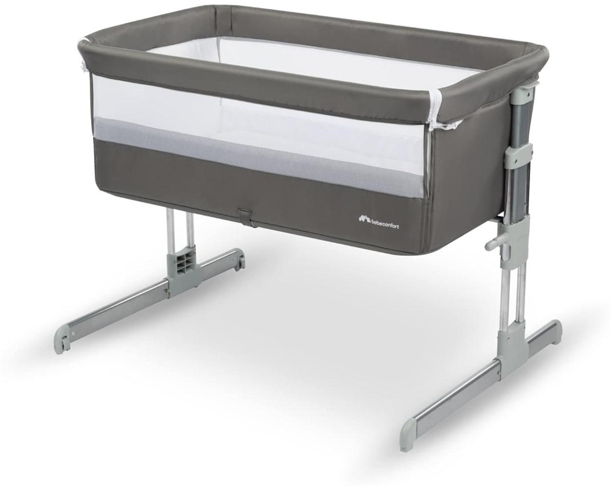 Bebeconfort Beistellbett Calidoo, höhenverstellbares Babybett, gemütlich und weich gepolstert, das Beistellbettchen ist nutzbar ab der Geburt bis max. 9 kg, Grey Mist Bild 1