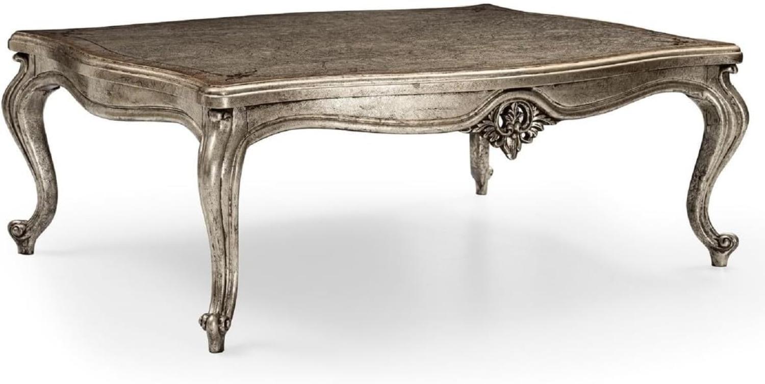 Casa Padrino Luxus Barock Couchtisch Antik Silber - Rechteckiger Massivholz Wohnzimmertisch im Barockstil - Barock Möbel - Luxus Möbel im Barockstil - Barock Einrichtung - Edel & Prunkvoll Bild 1