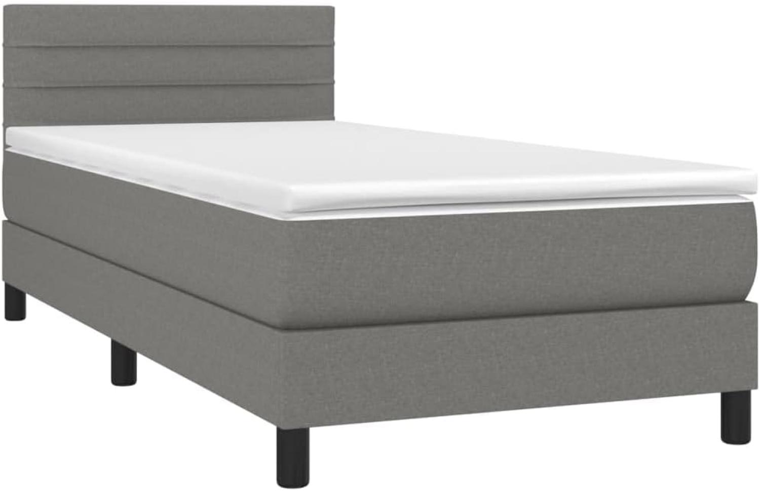 vidaXL Boxspringbett mit Matratze Dunkelgrau 100x200 cm Stoff 3140114 Bild 1