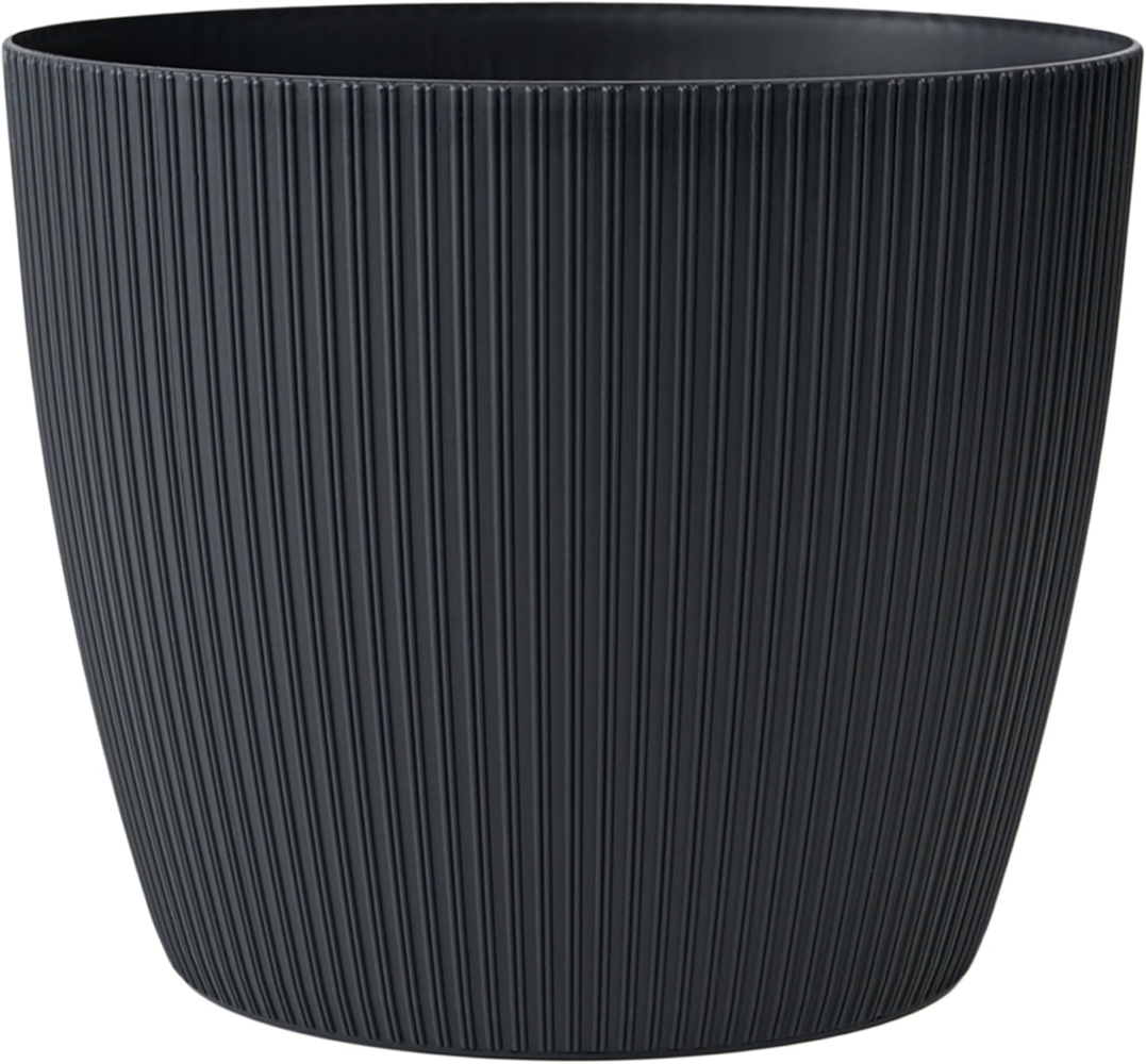 KONZEPT Blumentopf groß, gerillte Struktur 26/30cm, Übertöpfe für Zimmerpflanzen, aus Kunststoff ideal für Wohnzimmer, Küche und Balkon Bild 1