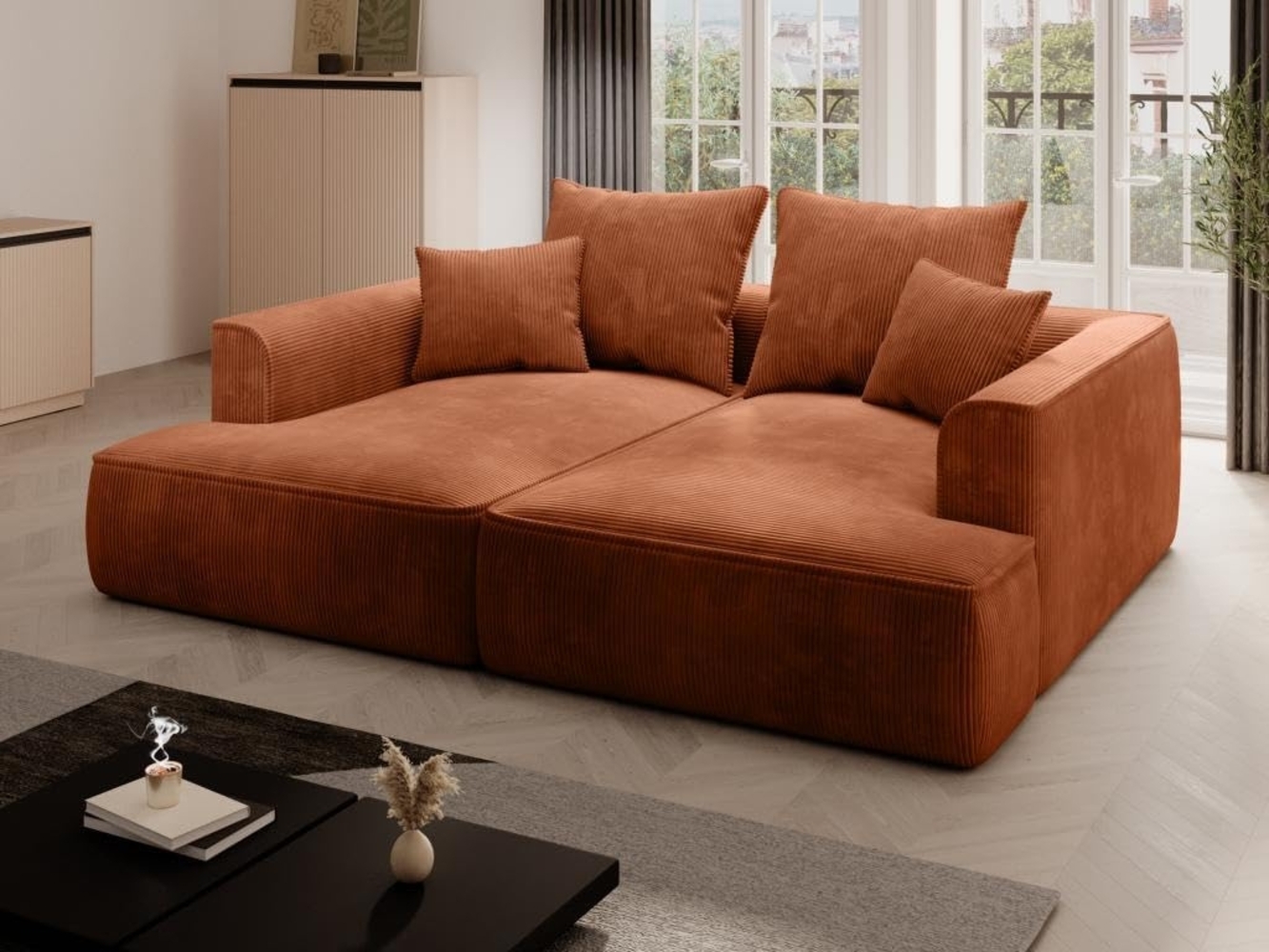 Vente-unique - Sofa 3-Sitzer - tiefe Komfortsitzfläche - Cord - Terracotta - PINETA Bild 1