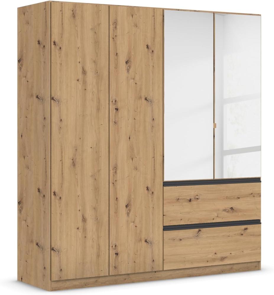 rauch Kleiderschrank, Drehtürenschrank COSTA, 4-türig, 2 Spiegeltüren, 2 Schubkästen, push-to-open, Eiche Artisan, 181 x 197 x 54 cm Bild 1