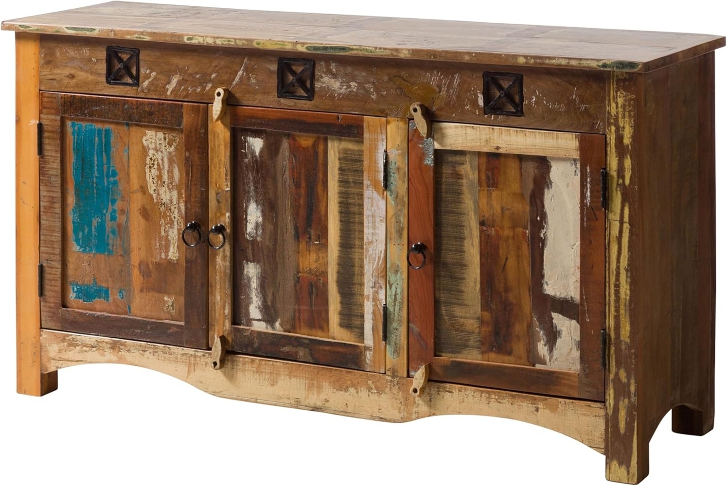 Massivmoebel24 Sideboard (Sideboard Altholz 135x40x75 mehrfarbig lackiert NATURE OF SPIRIT #126) Bild 1