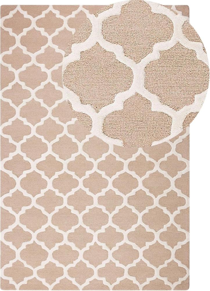 Teppich beige 160x230 cm marokkanisches Muster Kurzflor ERBAA Bild 1