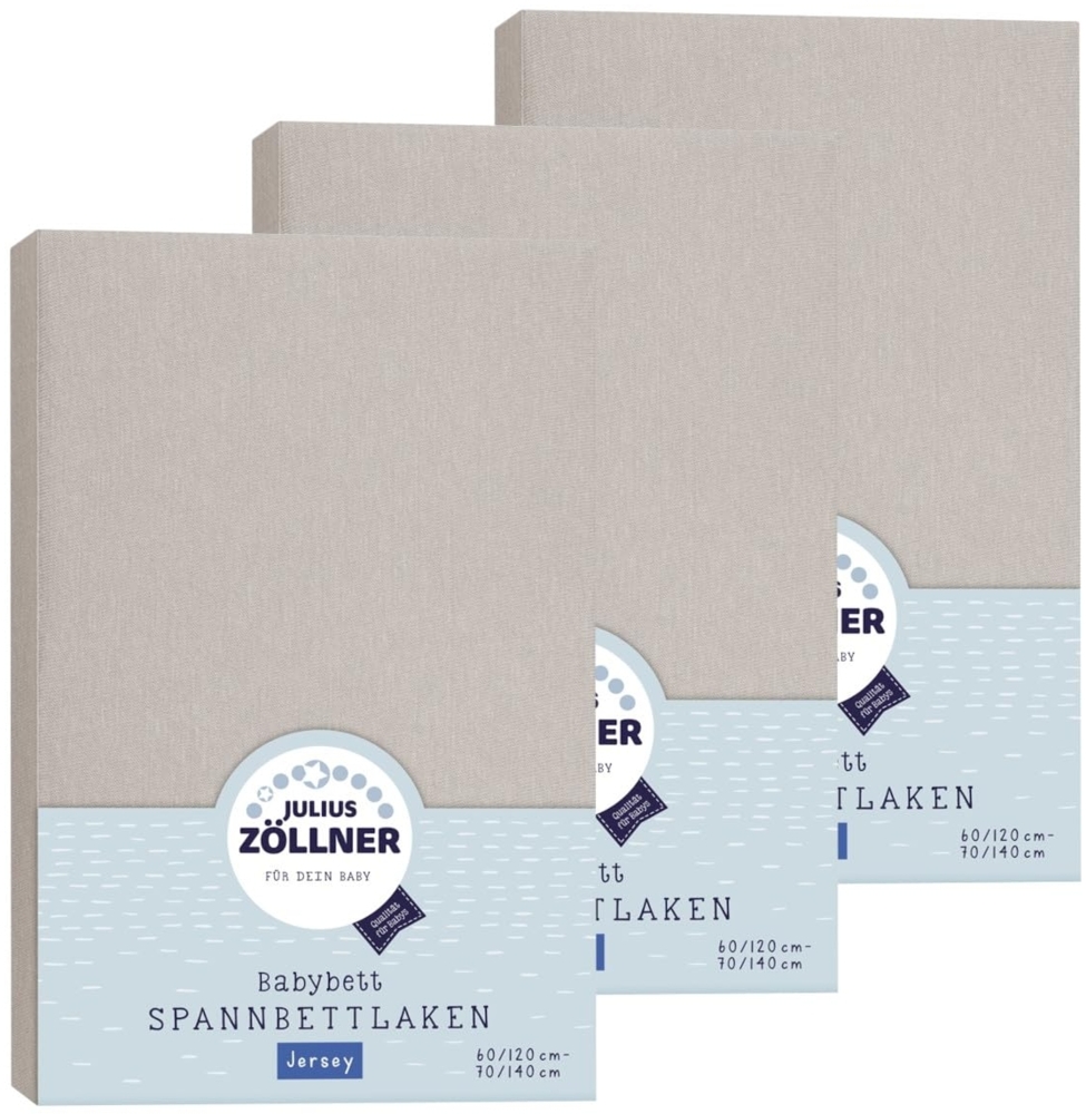 Julius Zöllner Spannbetttuch Jersey 70x140 / 60x120 Taupe 3er Pack Bild 1