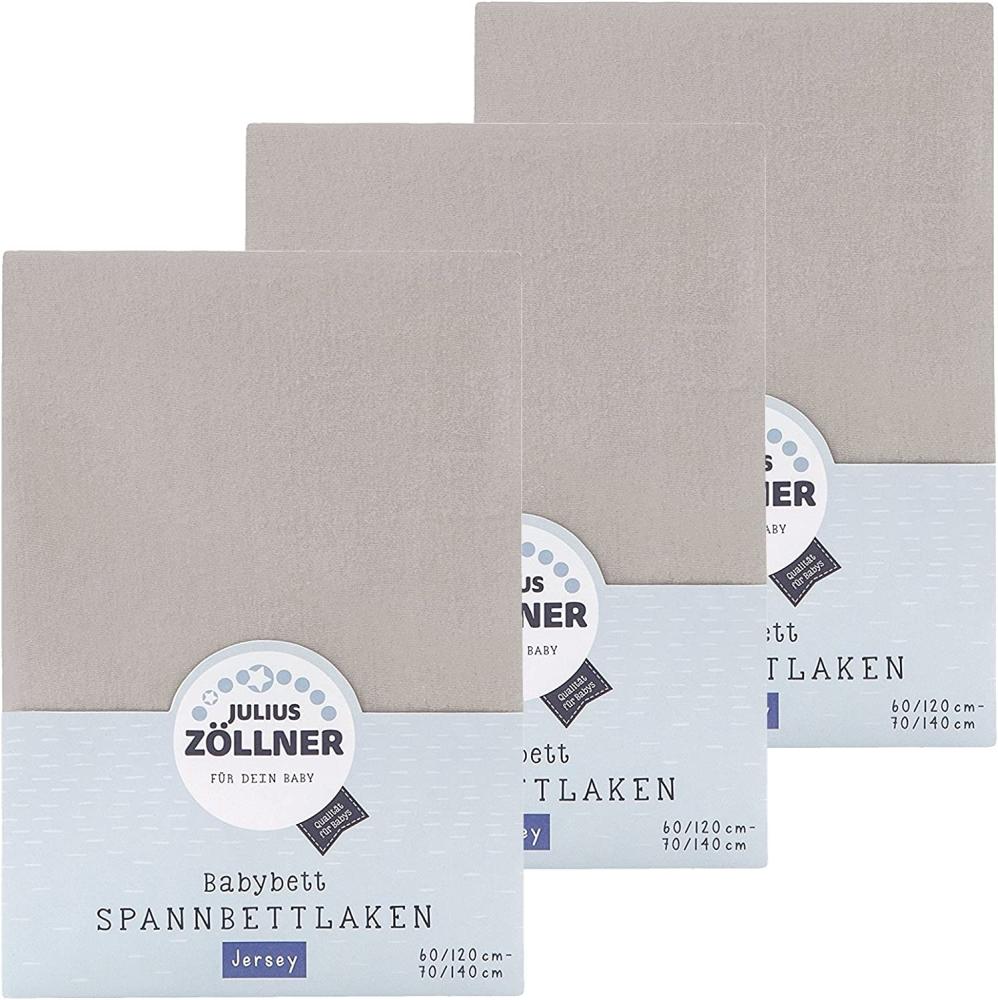 Julius Zöllner Spannbetttuch Jersey 70x140 / 60x120 Taupe 3er Pack Bild 1