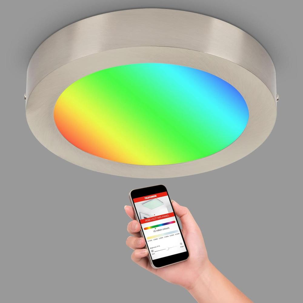 Di-Ka LED Aufbauleuchte Direkt Smart WiFi nickel/matt Bild 1